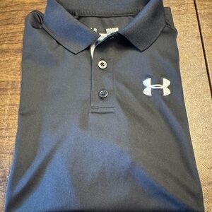 Under Armour Youth Black Polo Golf Shirt Sz Lg Large EUC